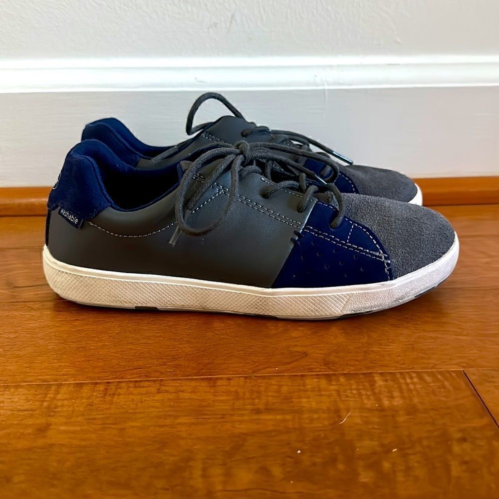Stride Rite M2P MACI Gray Blue Leather Suede Sneakers Sz 2W